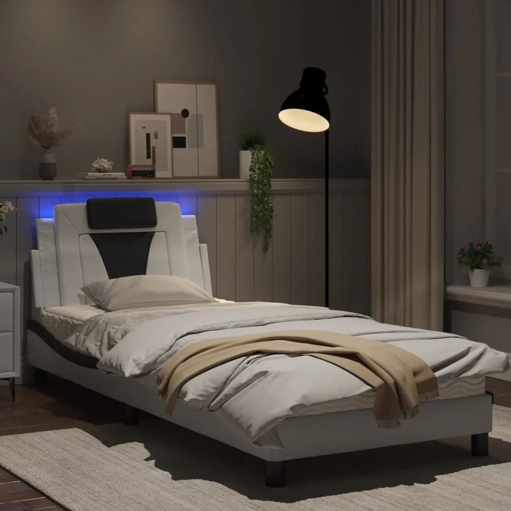 Giroletto con luci led bianco e nero 90x200 cm in similpelle