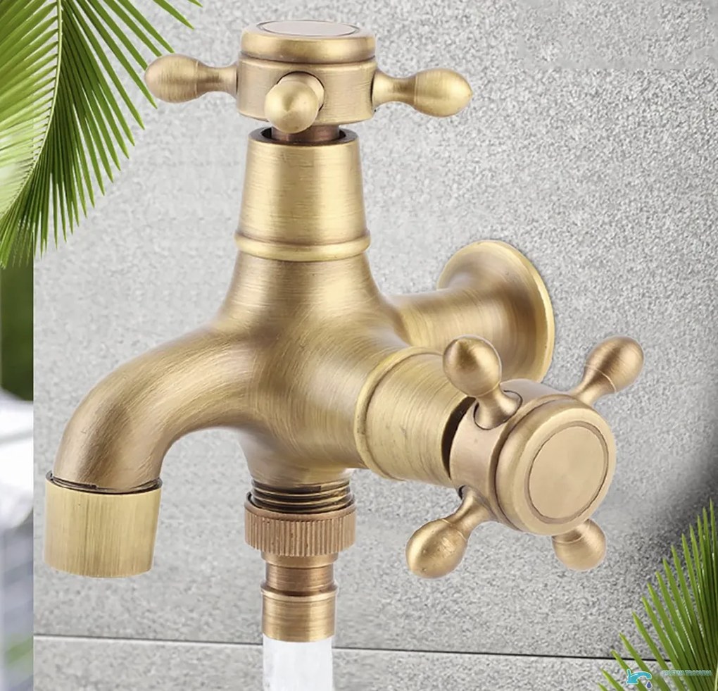 Rubinetto da bagno a parete EYN TW1638 in ottone con doppia uscita, in più finiture tra cui ottone dorato e anticato