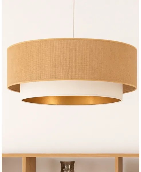 Lampadario a sospensione con cavo SARTA 1xE27/60W/230V Ø 45 cm bianco/iuta