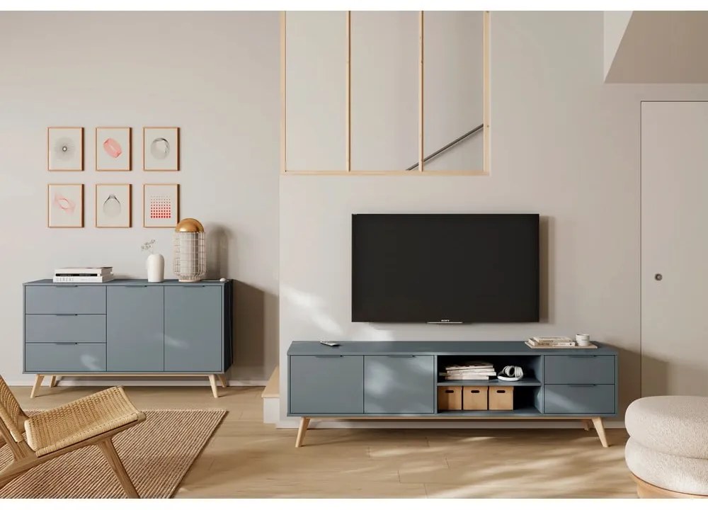 Cassettiera verde polveroso 140x81x40 cm Pisco – Marckeric