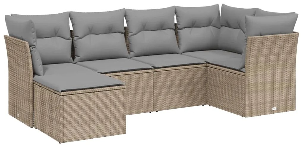 Set Divano da Giardino 6 pz con Cuscini Beige Misto Polyrattan