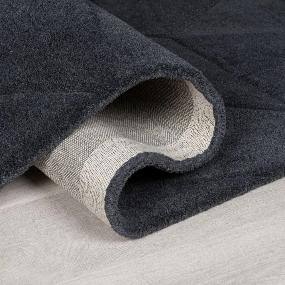 Tappeto rotondo color antracite in lana tessuto a mano ø 160 cm Shard Charcoal – Flair Rugs