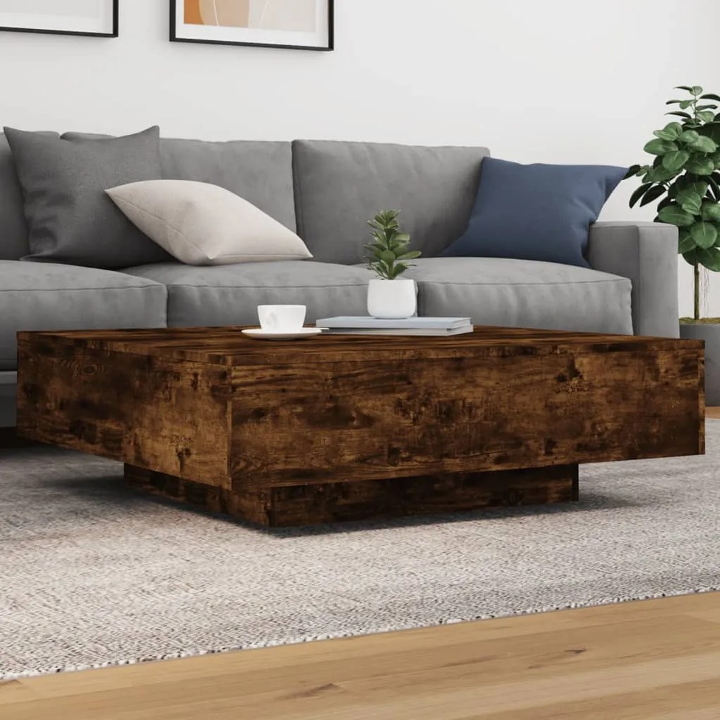Tavolino Da Salotto Rovere Fumo 100x100x31 Cm Legno Multistrato /