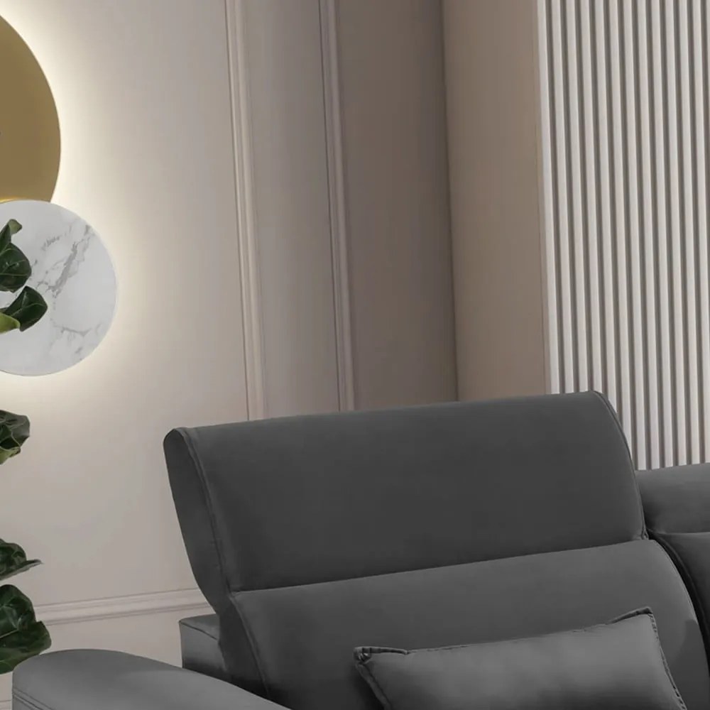 Divano angolare grigio scuro allungabile/con contenitore (con penisola a destra/con chaise lounge) e rivestimento in velluto Foble – ELTAP