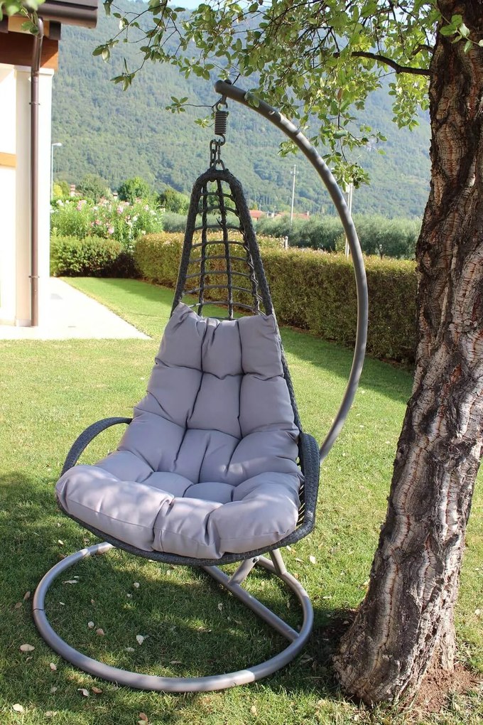 AVUS - dondolo da giardino con struttura acciaio completo di cuscini intreccio in rattan sintetico