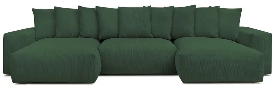 Divano angolare verde con rivestimento in velluto a coste Voltaire – Bobochic Paris