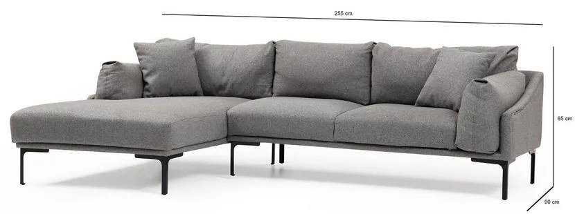 Divano angolare grigio, angolo sinistro Leo - Artie