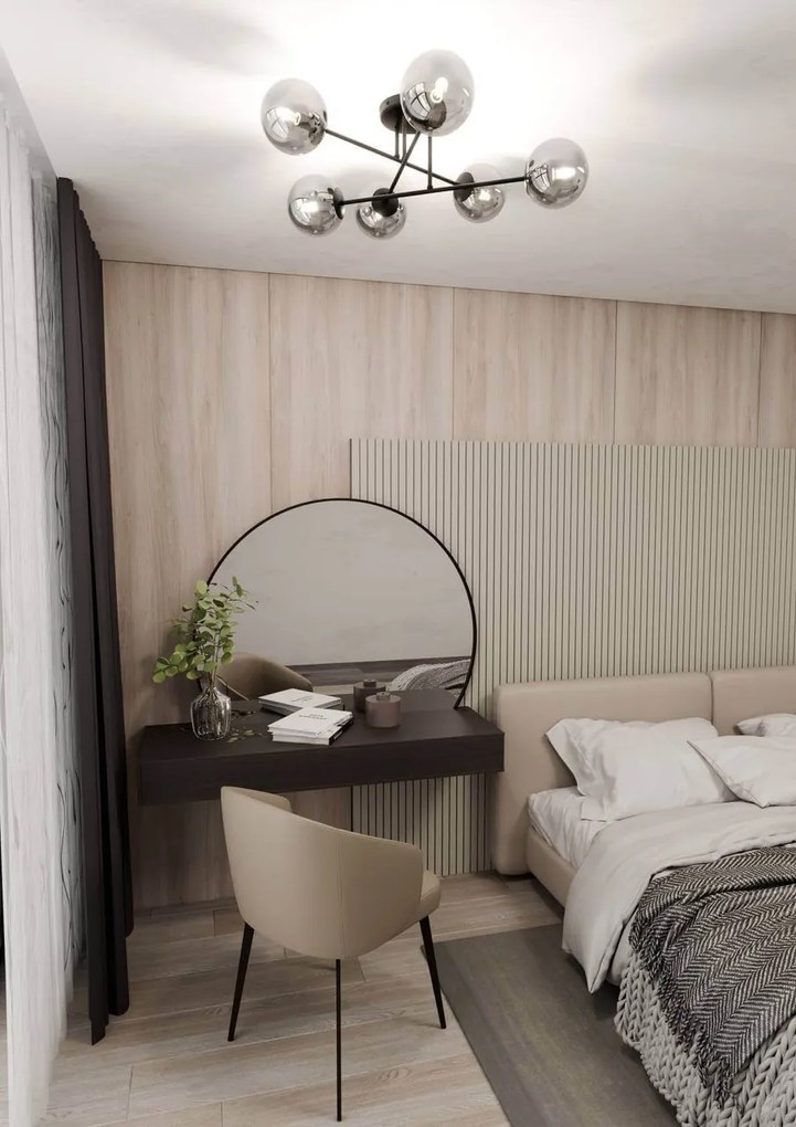 Lampadario Roma 6 Nero con sfere Grafite E14 da soffitto