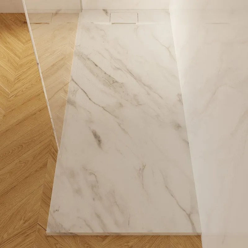 Piatto doccia NEO V2 SENSEA in composito minerale di resina gelificata bianco marbre L 80 x L 180 x H 3.2 cm