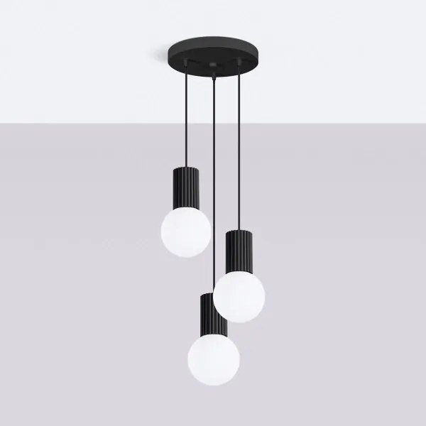 Sollux SL.1715 - Lampadario a sospensione con filo HALO 3xG9/8W/230V diametro 25 cm nero