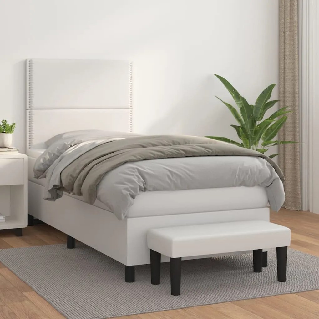 Giroletto A Molle Con Materasso Bianco 100x200 Cm İn Similpelle /