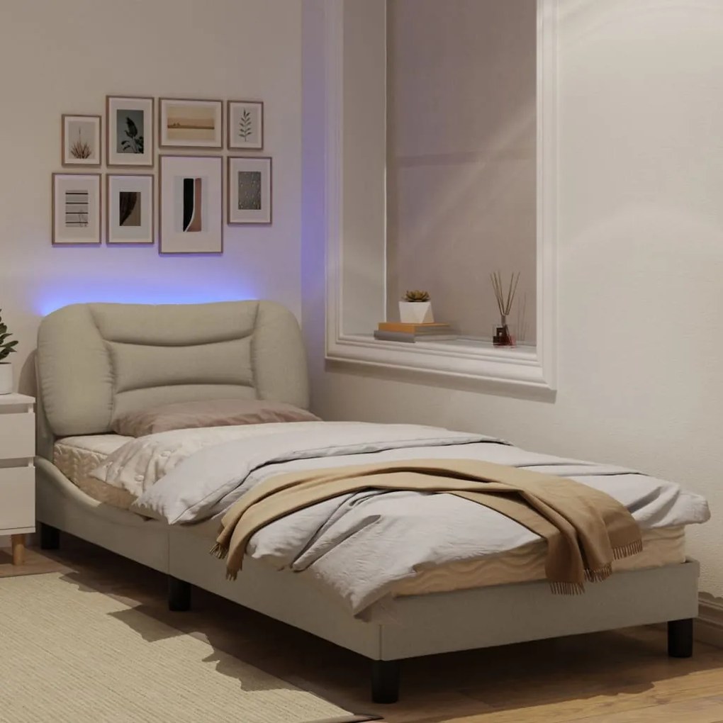 Giroletto con luci led crema 90x190 cm in tessuto