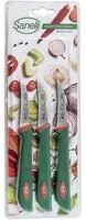 Set 3 Coltelli Spelucchino per Verdura e Frutta Lama 6 cm Sanelli Premana Verde/Rosso