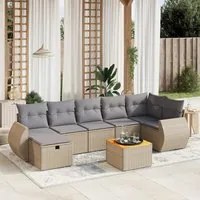 Set Divano da Giardino 8 pz con Cuscini Beige Misto Polyrattan 3265070