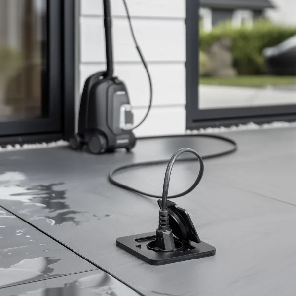 Solight 5B322B - Presa a pavimento da incasso per esterno IP55 nero rettangolare