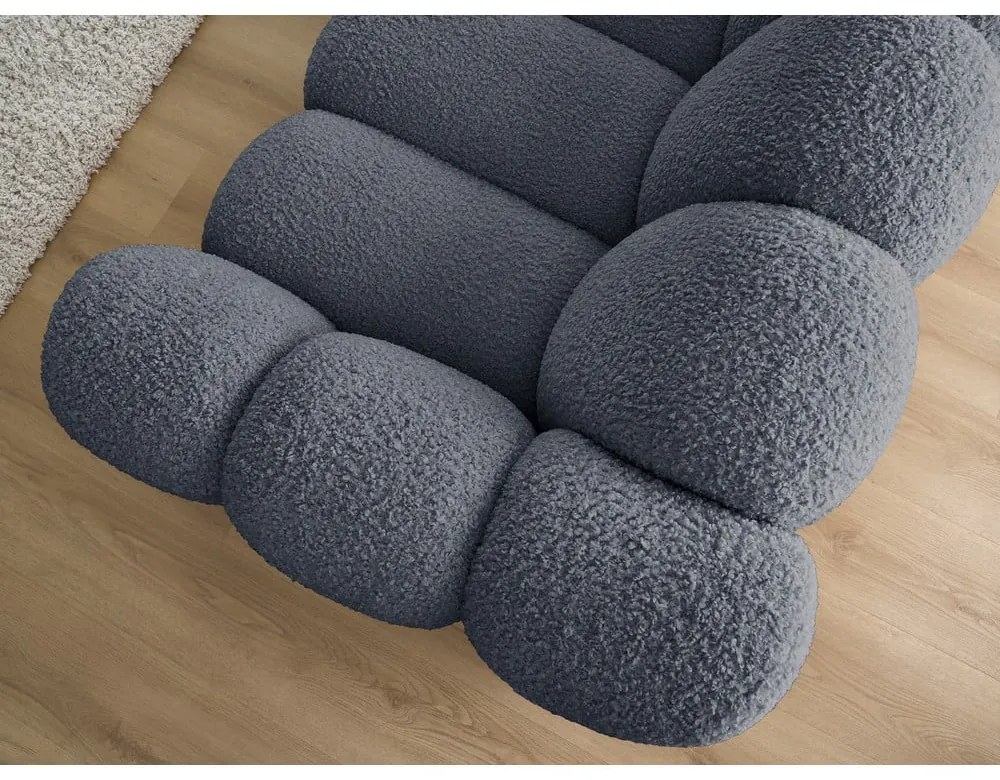 Divano grigio scuro con rivestimento in bouclé 232 cm Hippolyte – Bobochic Paris