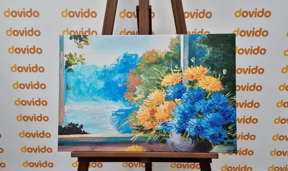 Quadro su tela – Bouquet primaverile alla finestra