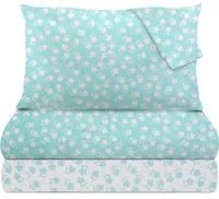 Completo letto piazza 1/2 - poli fiore azzurro