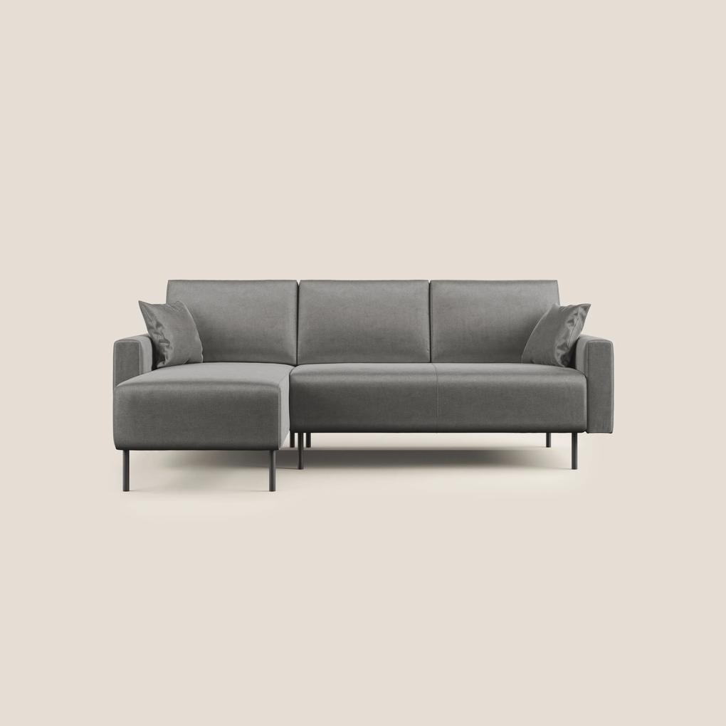 Arthur divano moderno angolare in velluto morbido impermeabile T01 grigio Destro