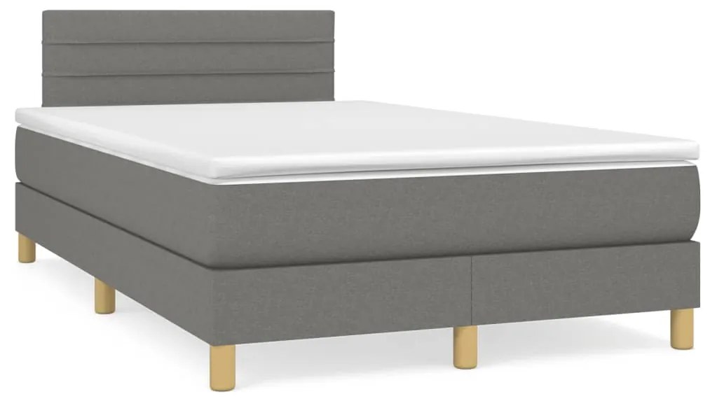 Letto a Molle Materasso e LED Grigio Scuro 120x190cm in Tessuto