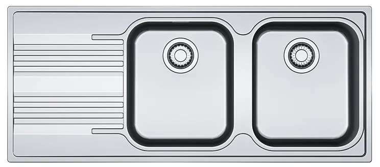 Lavello integrato 2 vasche in inox argento FRANKE Smart L 50 x L 116 cm