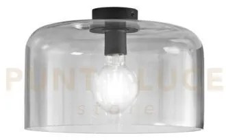 Plafoniera gibus fume' 1 luce attacco e27 35x35x23cm in vetro soffiato