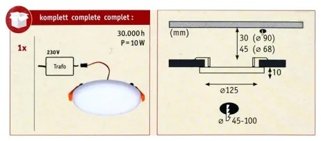 Paulmann 92391 - LED/8,5W IP44 Lampada da incasso per bagno VARIFIT 230V