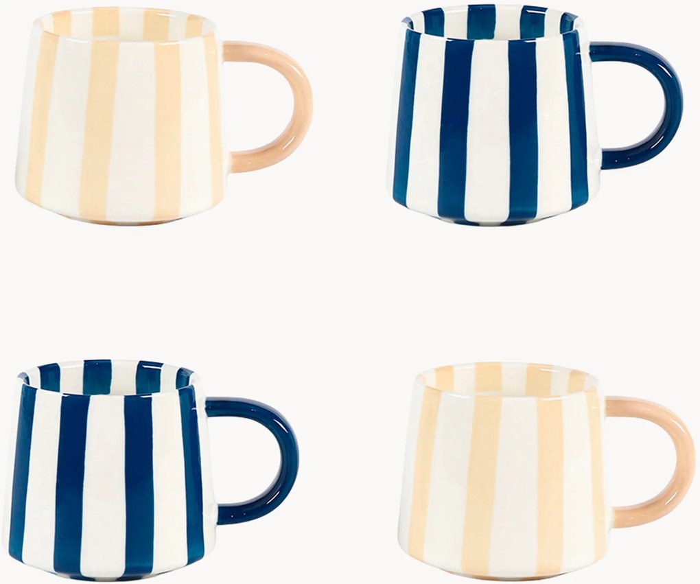 Set di 4 tazze in ceramica a righe Twine
