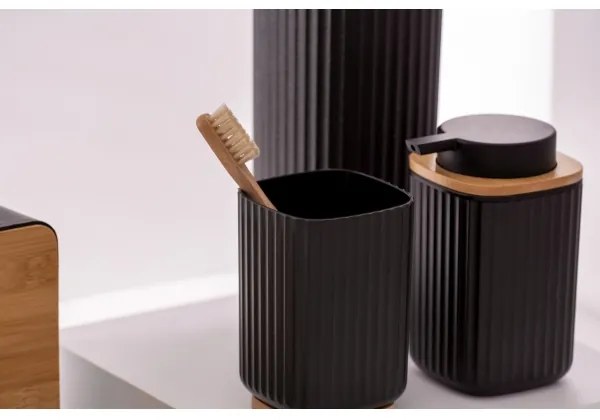 WENKO 25297100 - Portaspazzolino ROTELLO 8,5x11 cm nero/marrone