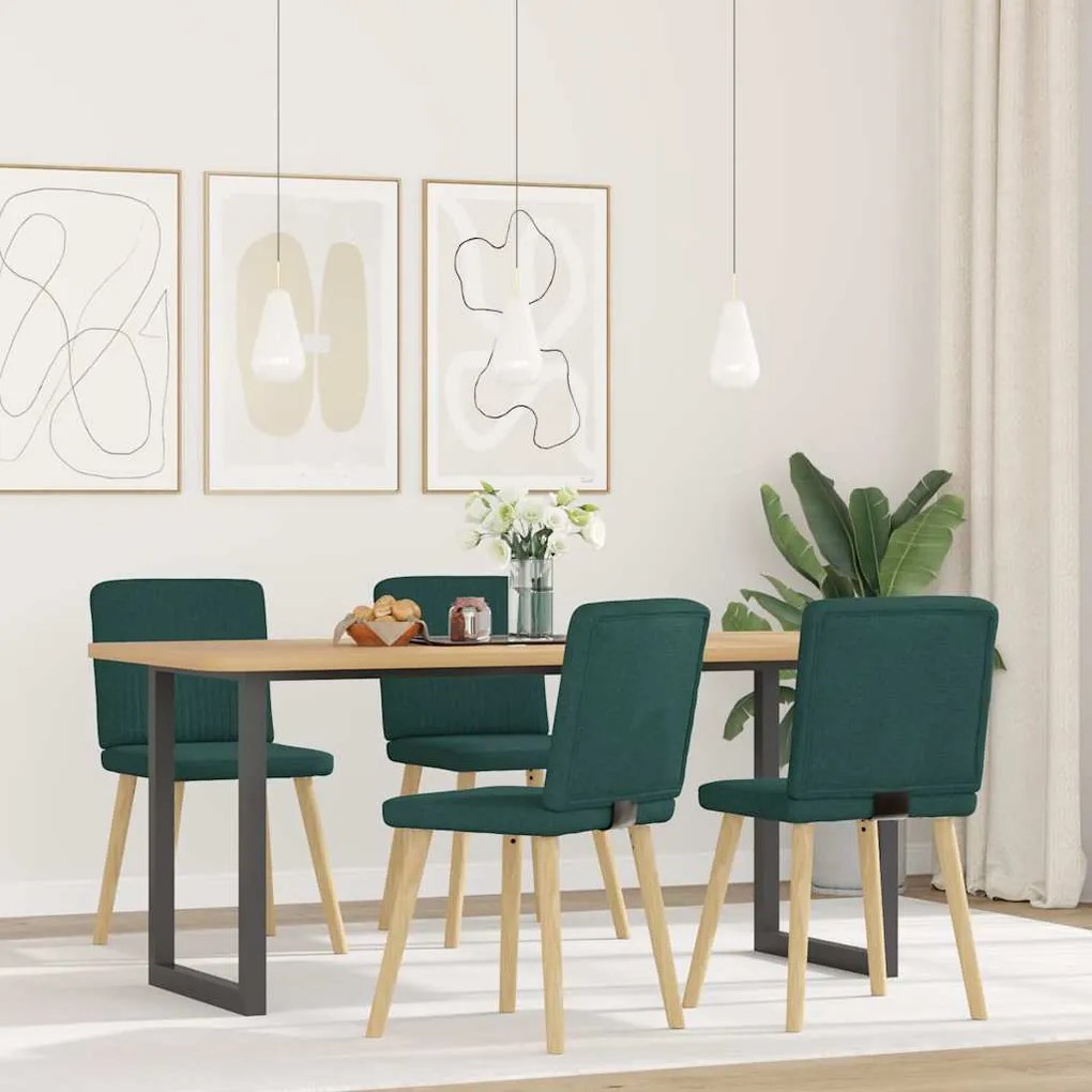 Sedie Da Pranzo 4 Pz İn Tessuto Verde Scuro /