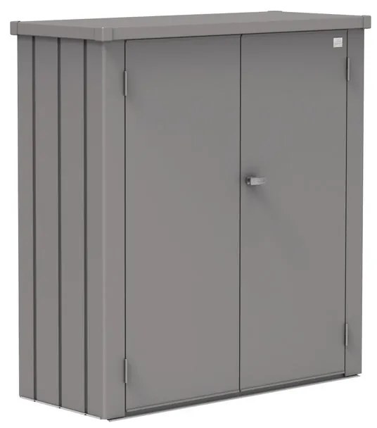 Box portattrezzi in acciaio BIOHORT L 132 x P 57 x H 140 cm grigio quarzo metallizzato
