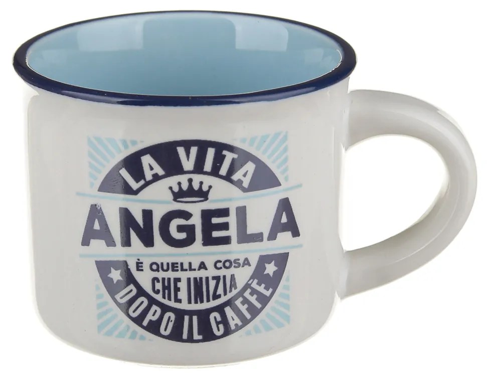 Tazzina caffè con nome Angela in gres porcellanato