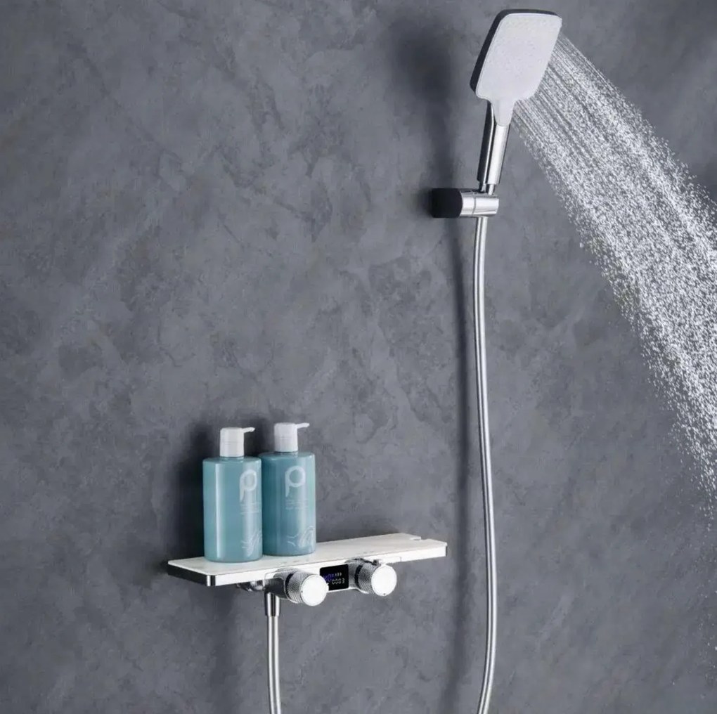 Sistema doccia ELITE EDITION BBT2053 termostatico con LED e getti multipli, in più finiture tra cui nero opaco e grigio — Grigio gunmetal pietra