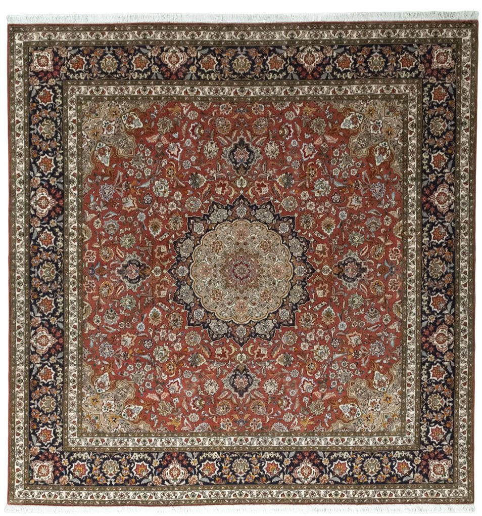 Tabriz Tappeto 250 x 260 Rosso (Iran) Annodato A Mano