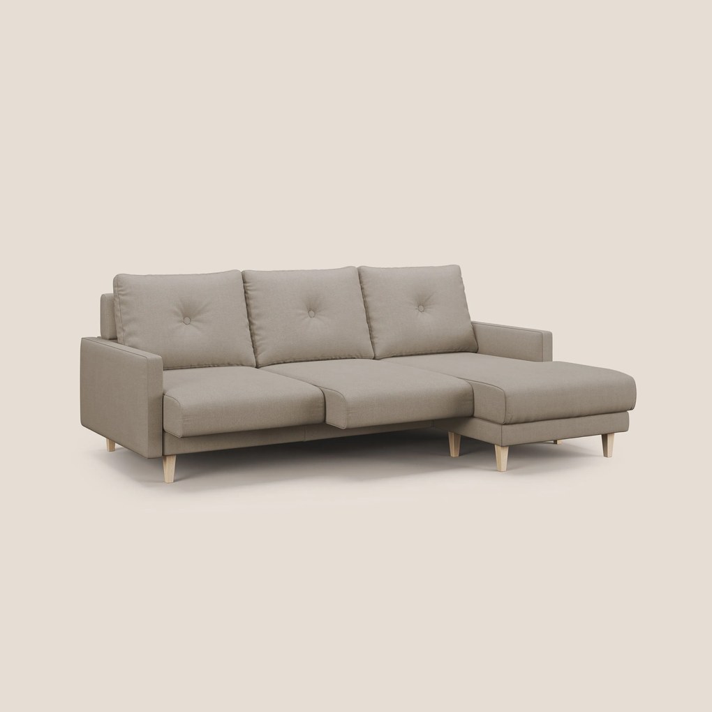 Matisse Divano angolare con sedute scorrevoli in tessuto morbido smacchiabile T17 beige