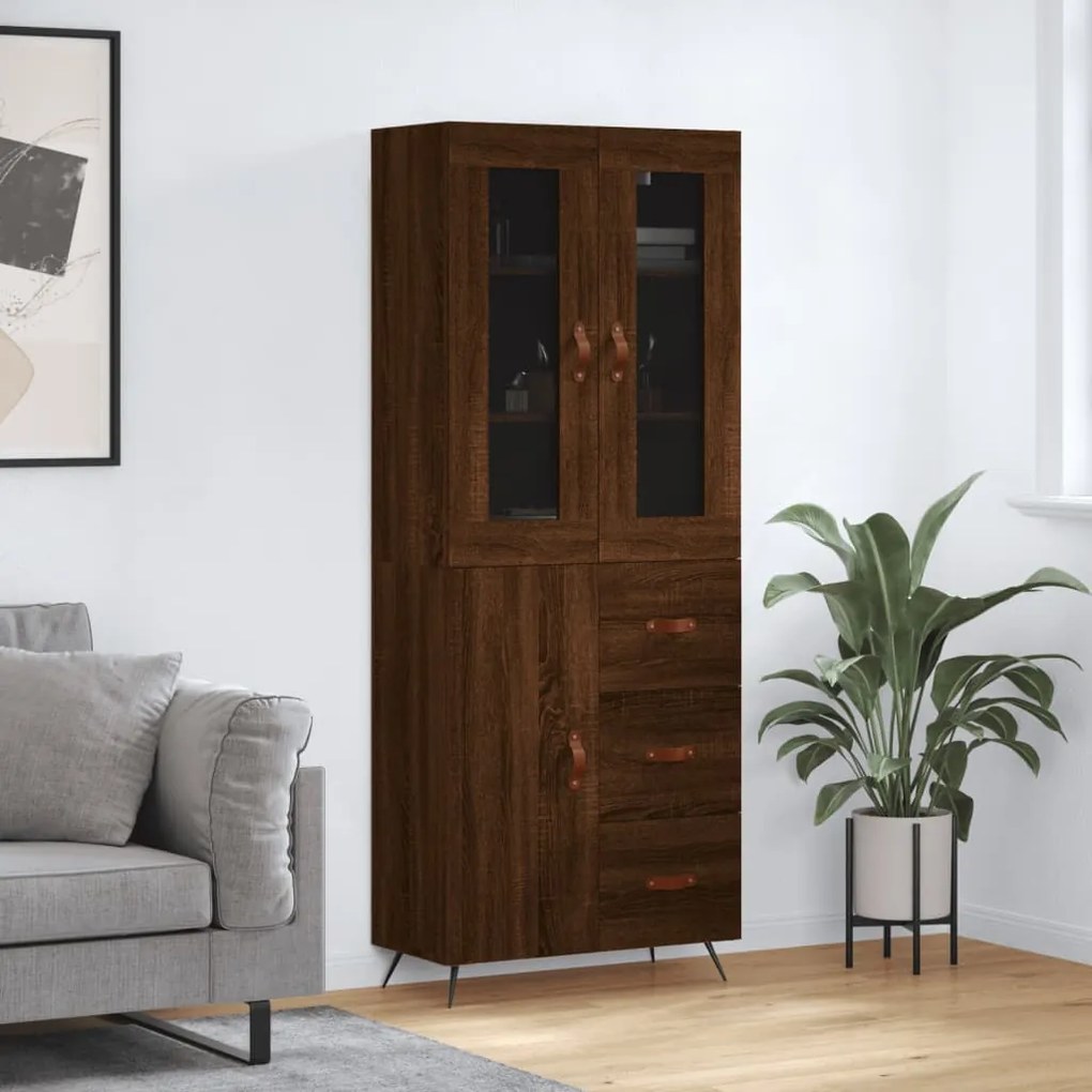 Credenza Rovere Marrone 69,5x34x180 Cm İn Legno Multistrato /