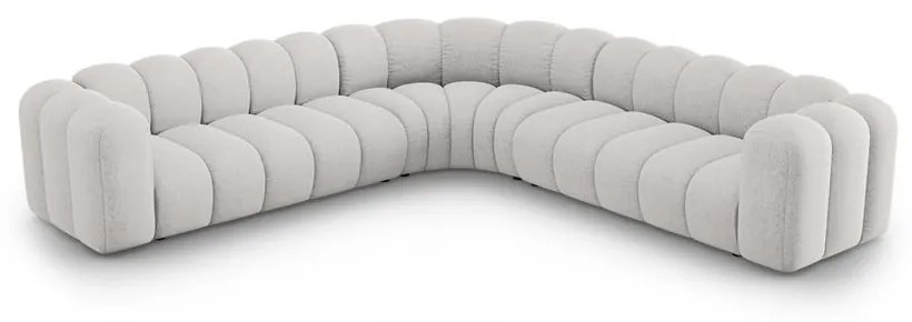 Divano angolare componibile grigio chiaro con rivestimento in ciniglia Lupine – Micadoni