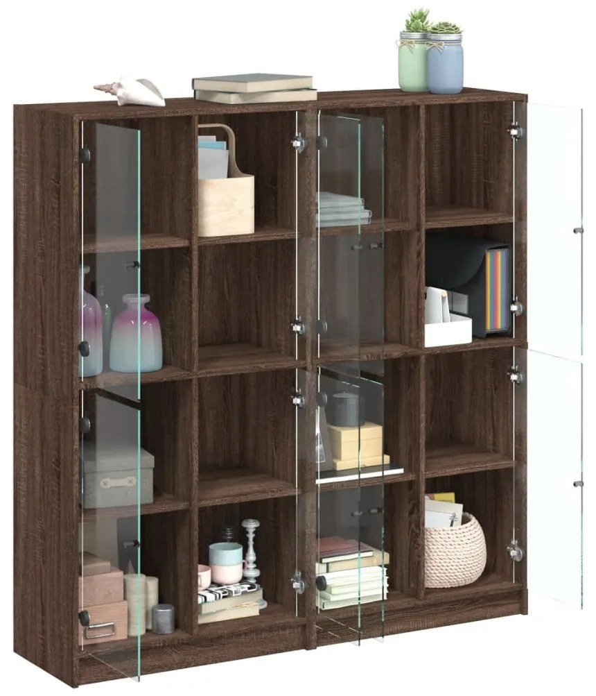 Libreria ante rovere marrone 136x37x142 cm in legno multistrato