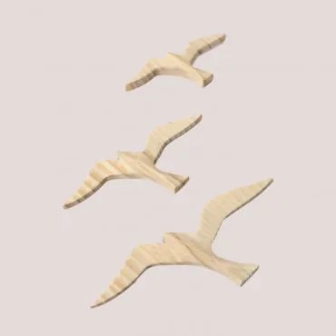 Set di 3 figure decorative in legno di pino Juno Marrone Legno - Sklum