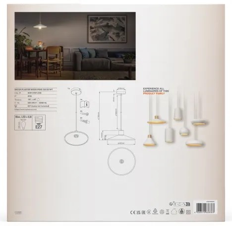 Ledvance - Lampadario a sospensione con filo DECOR PLASTER 1xE27/25W/230V diametro 32 cm gesso bianco