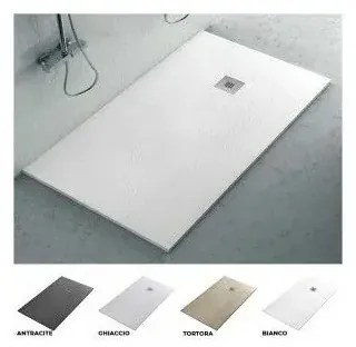 Piatto doccia filo pavimento Karen 80x160 in resina bianco pietra