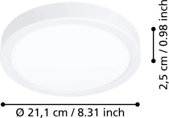 Eglo 901307-LED Plafoniera FUEVA LED/11,5W/230V 2700/4000/6500K Ø21,1 cm bianca