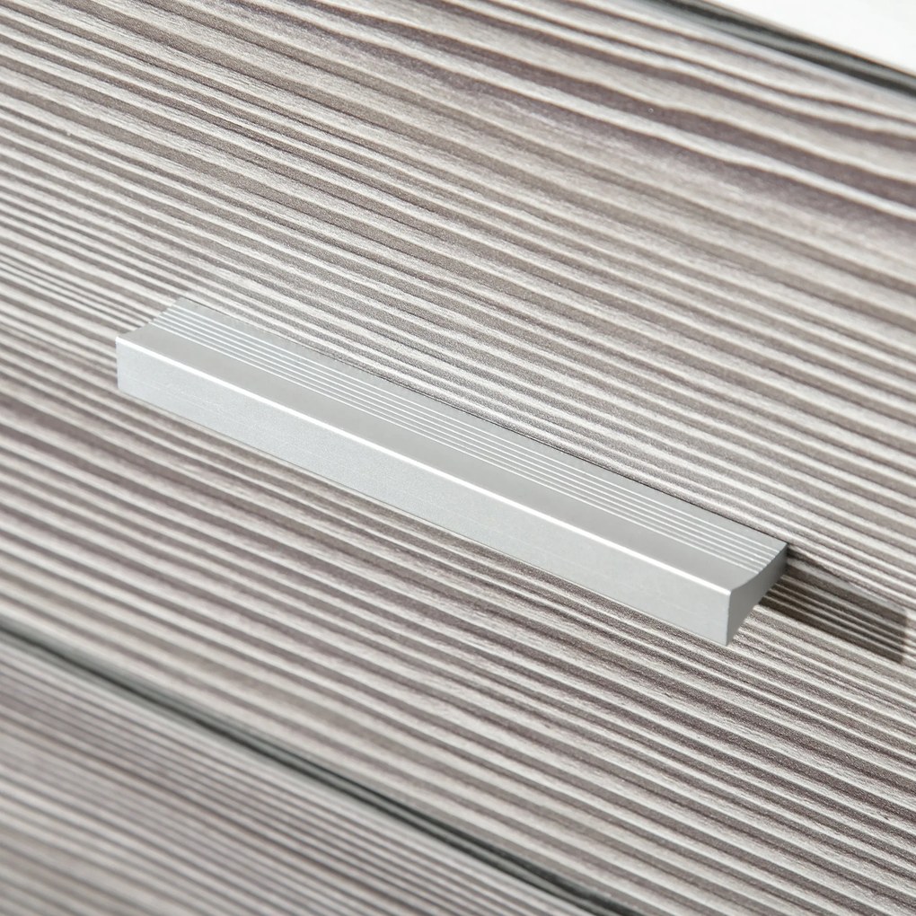 Cassettiera 4 Cassetti con Maniglie in Alluminio e Struttura in Legno 76x35x72 cm Bianco Grigio...