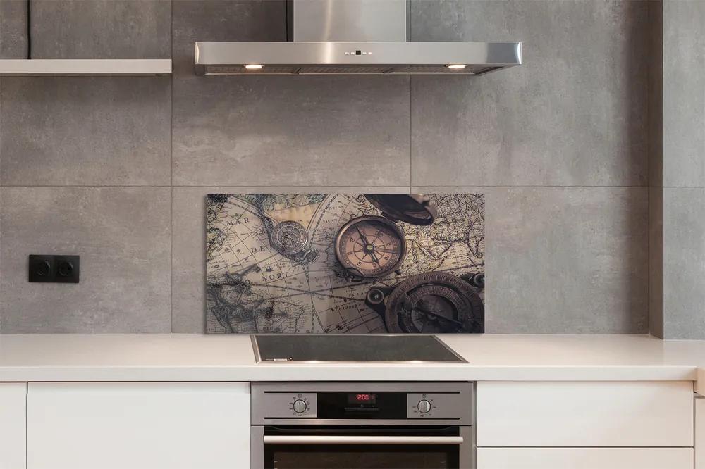 Pannello paraschizzi cucina Mappa della bussola 100x50 cm