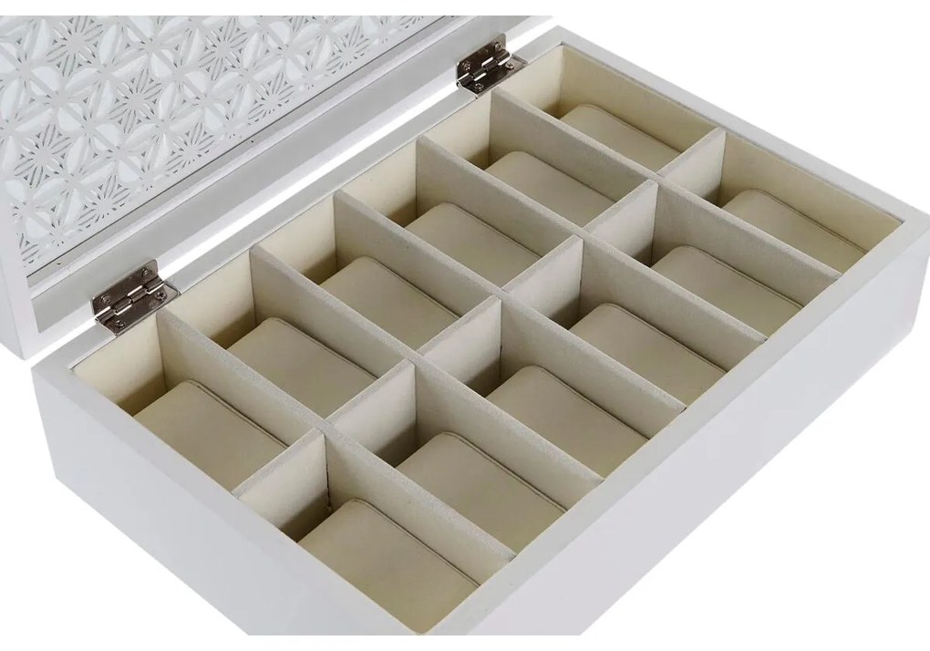 Custodia per orologi DKD Home Decor 29 x 20 x 9 cm Cristallo Bianco Avorio Legno MDF