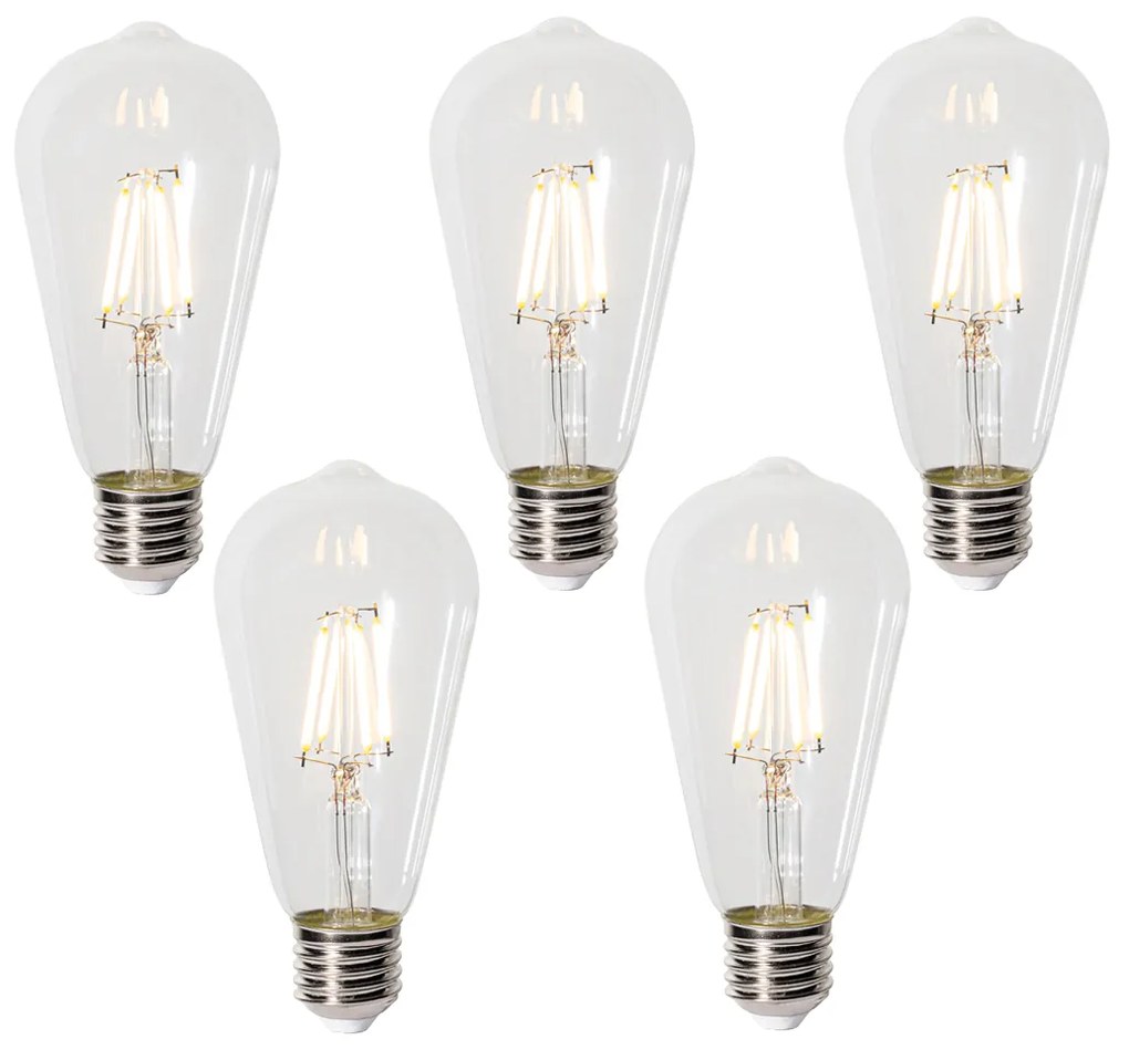 Set di 5 E27 dimbare LED lamp ST64 clear 5W 450 lm 2700K