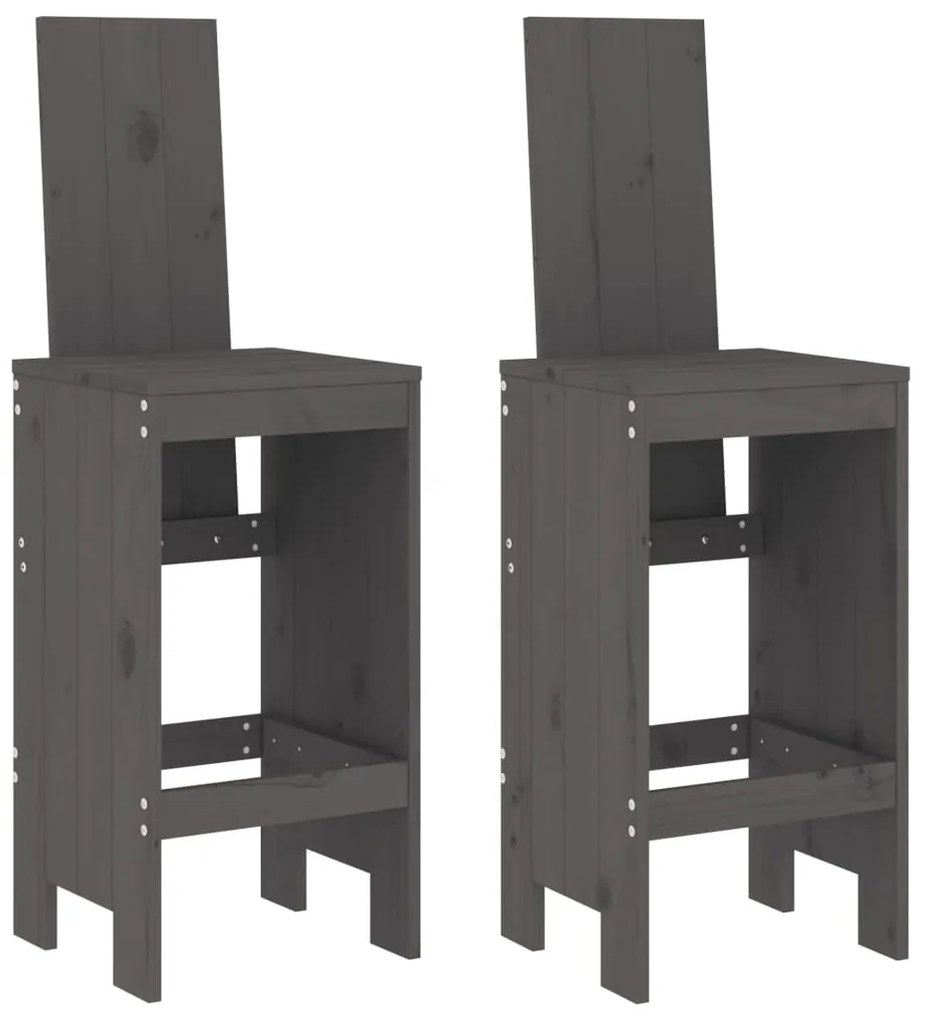 Set bar da giardino 3 pz grigio in legno massello di pino