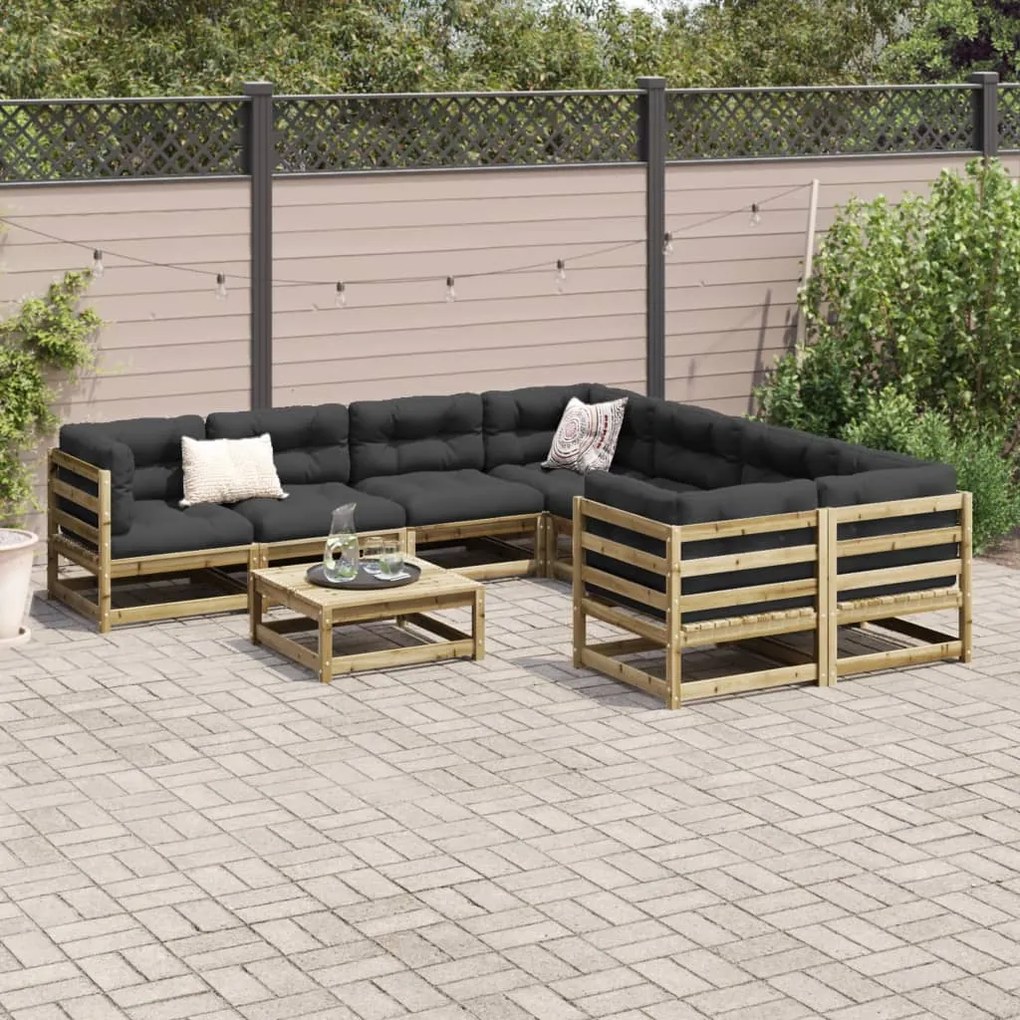 Set divani da giardino 9 pz in legno impregnato di pino