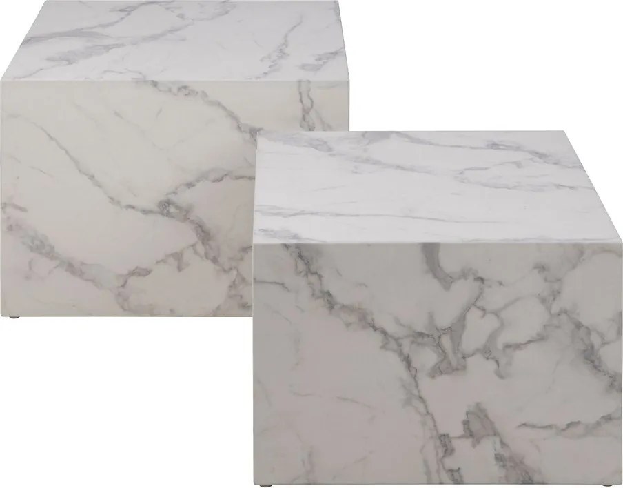 Set di tavolini bianchi effetto marmo 2 pz 58x58 cm Dice - Actona