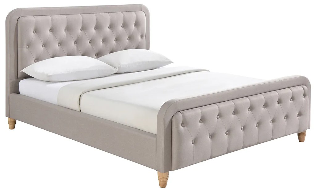 Letto capitonato tessuto beige 160 x 200cm KRISTEN